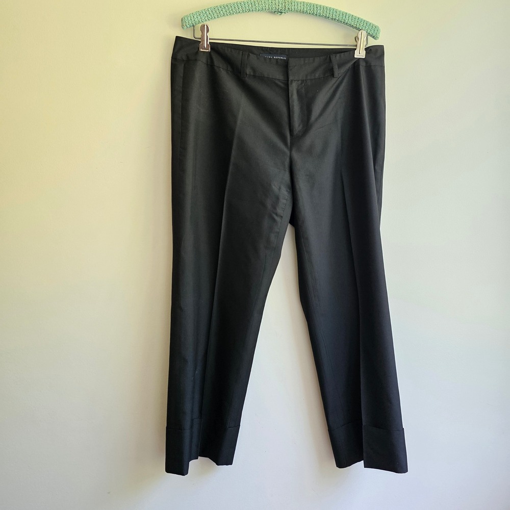 Banana Republic Y2K VTG Martin Pants 10 Black 100% Silk‎ Straight Leg Trousers